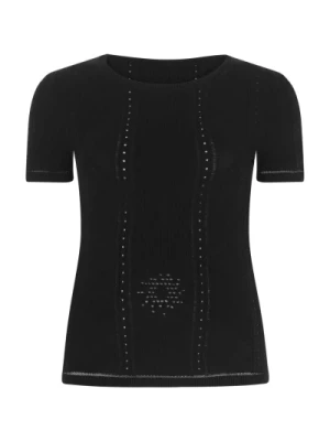 Czarna koszulka z mieszanki wiskozy Lunar-Pointelle Marine Serre