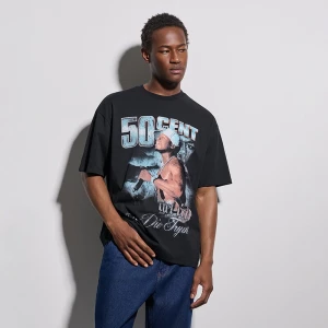 Czarna koszulka z nadrukiem 50 Cent House