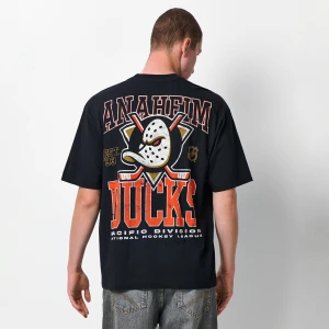 Czarna koszulka z nadrukiem Anaheim Ducks na przodzie i plecach House