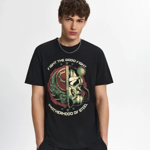 Czarna koszulka z nadrukiem Fallout House