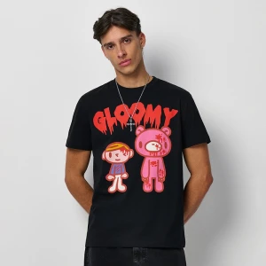 Zdjęcie produktu Czarna koszulka z nadrukiem Gloomy Bear House