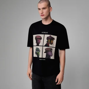 Czarna koszulka z nadrukiem Gorillaz House