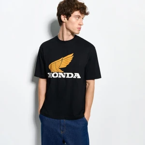 Czarna koszulka z nadrukiem Honda House
