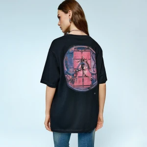 Czarna koszulka z nadrukiem Lady Gaga Chromatica House