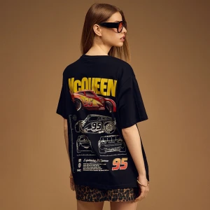 Czarna koszulka z nadrukiem Lightning McQueen House