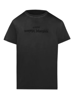 Czarna Koszulka z Nadrukiem Logo Maison Margiela