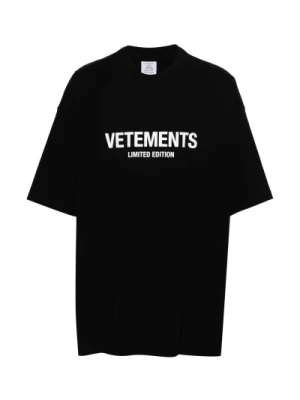 Czarna koszulka z nadrukiem logo Vetements