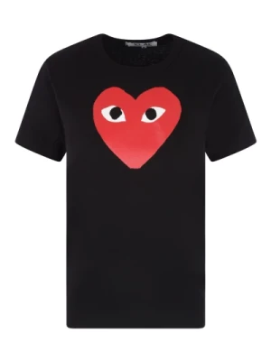 Czarna koszulka z nadrukiem serca Comme des Garçons Play