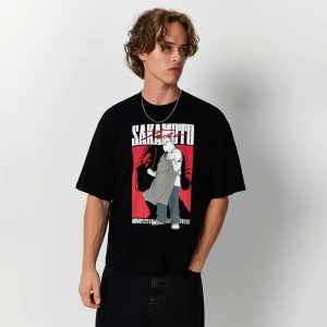 Czarna koszulka z nadrukiem Taro Sakamoto House