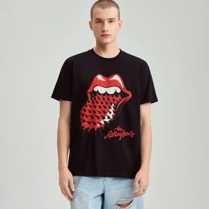 Czarna koszulka z nadrukiem The Rolling Stones House