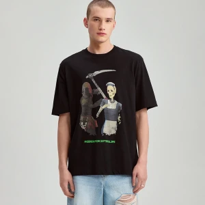 Czarna koszulka z nadrukiem The Sims House