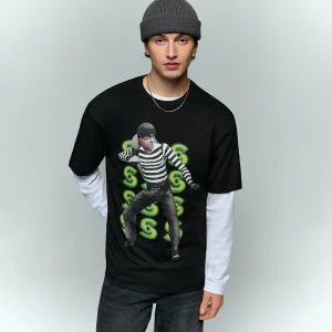 Czarna koszulka z nadrukiem The Sims House