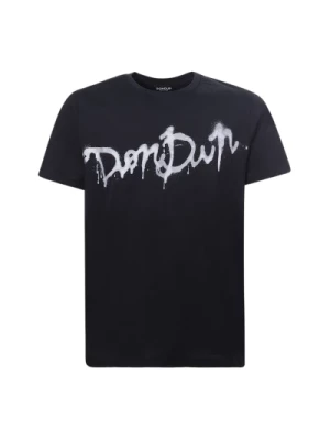Czarna koszulka z okrągłym dekoltem i kontrastowym logo Dondup