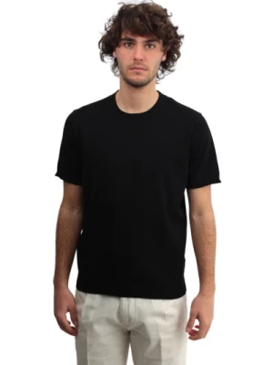 Czarna Koszulka z Okrągłym Dekoltem Kangra