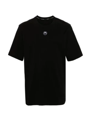 Czarna koszulka z organicznej bawełny z logo w kształcie półksiężyca Marine Serre