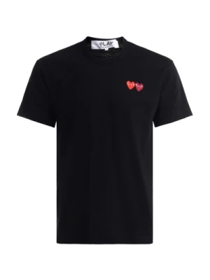 Czarna koszulka z podwójnym sercem z bawełny Comme des Garçons Play