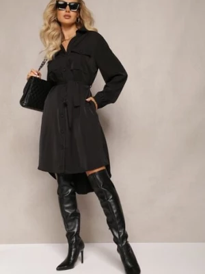 Czarna Koszulowa Sukienka Mini Bawełniana Zenata unigirl