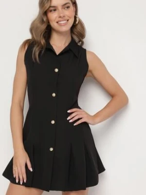 Czarna Koszulowa Sukienka z Ozdobnymi Guzikami Redellee new collection