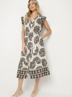 Czarna Koszulowa Sukienka z Wiskozą i Geometrycznym Wzorem Siledia rosa