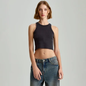 Czarna krótka koszulka bez rękawów House