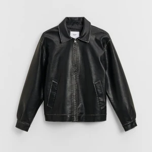 Czarna kurtka biker ze sztucznej skóry retro House
