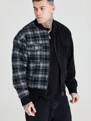 Czarna kurtka bomberka męska half and half SikSilk