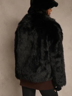 Czarna Kurtka Futro z Długim Włosiem Zelita ann gissy