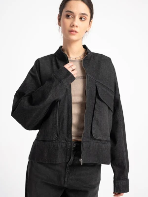 Czarna kurtka jeansowa z kimonowymi rękawami Reporter