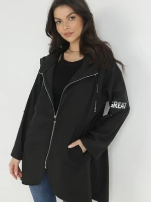 Czarna Kurtka Oversize Wiatrówka z Kapturem Lafise swest