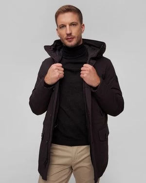 Czarna Kurtka Parka Puchowa Męska Woolrich Arctic Stretch Down Parka