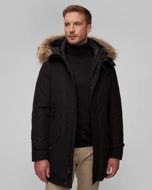 Czarna kurtka parka puchowa męska Woolrich Polar High Collar Fur Parka