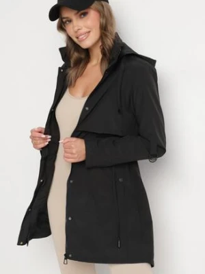 Czarna Kurtka Parka z Kapturem Odpinanym w Stylu Utility Janiora j.style