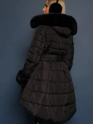 Zdjęcie produktu Czarna Kurtka Pikowana z Futerkiem Pasilinai ann gissy