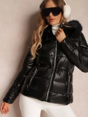 Czarna Kurtka Pikowana z Odpinanym Futerkiem Kelyn bright girl