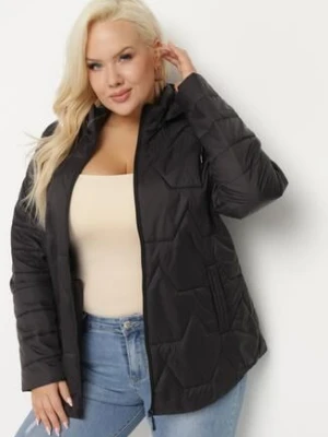 Czarna Kurtka Pikowana z Odpinanym Kapturem Nalaniel jstyle