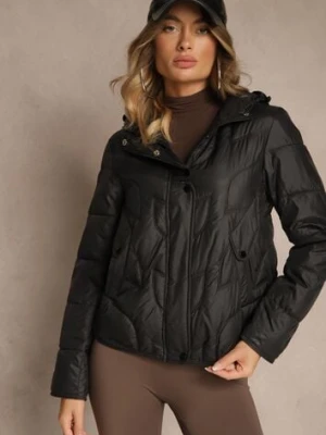 Czarna Kurtka Przejściowa z Kapturem w Oryginalne Pikowane Przeszycia Arivitta bh forever