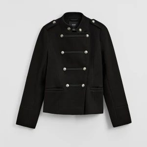 Czarna kurtka typu napoleon jacket ze stójką House