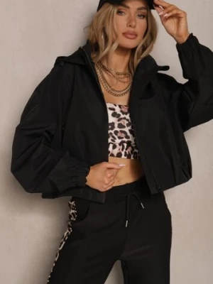 Czarna Kurtka w Stylu Streetwear z Kapturem Oversize Nativiona ann gissy
