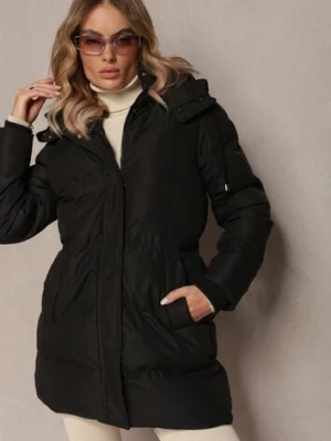 Czarna Kurtka z Klasycznym Pikowaniem i Odpinanym Kapturem Thessari melya by melody