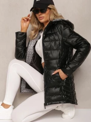 Czarna Kurtka z Pikowaniem i Kapturem oraz Lekkim Połyskiem Rilenia swest