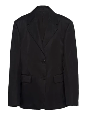 Czarna kurtka z trójkątnym logo Prada