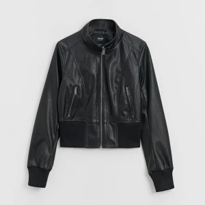 Czarna kurtka ze sztucznej skóry ze ściągaczem House