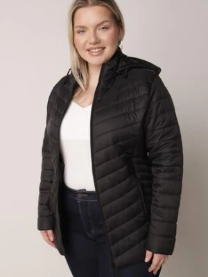 Czarna Lekka Kurtka Przejściowa z Pikowaniem i Odpinanym Kapturem Alissara jstyle