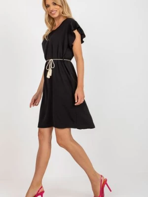 Czarna letnia sukienka na co dzień z koronką na plecach Italy Moda