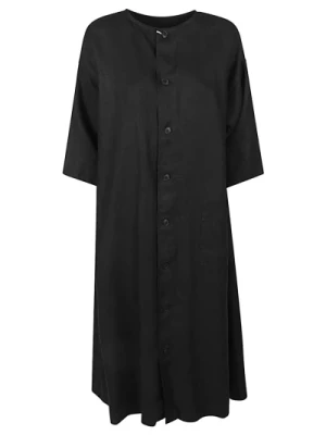 Czarna lniana sukienka koszulowa Sarahwear