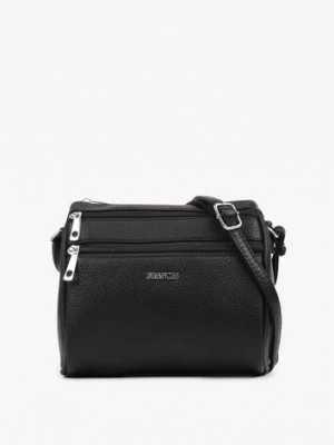 Czarna Mała Torebka Listonoszka z Kieszeniami na Suwak Savirette francis
