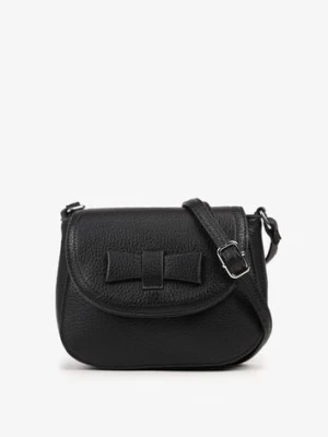 Czarna Mała Torebka Listonoszka Zdobiona Kokardą Nalieve francis