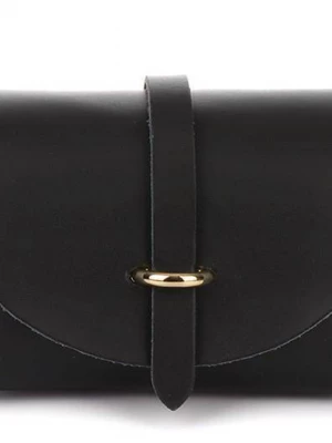 Czarna mała włoska skórzana damska torebka wieczorowa koktajlowa na łańcuszku czarny Merg