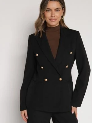 Czarna Marynarka Dwurzędowa z Usztywnionymi Ramionami Clamira elsa.m by may