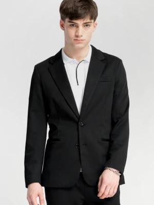 Czarna marynarka garniturowa taliowana Reporter